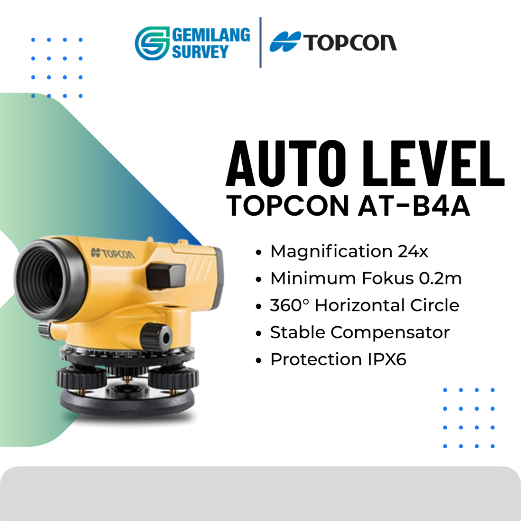 Jual Automatic level Topcon AT-B4A Waterpass Level Baru Garansi Resmi ...
