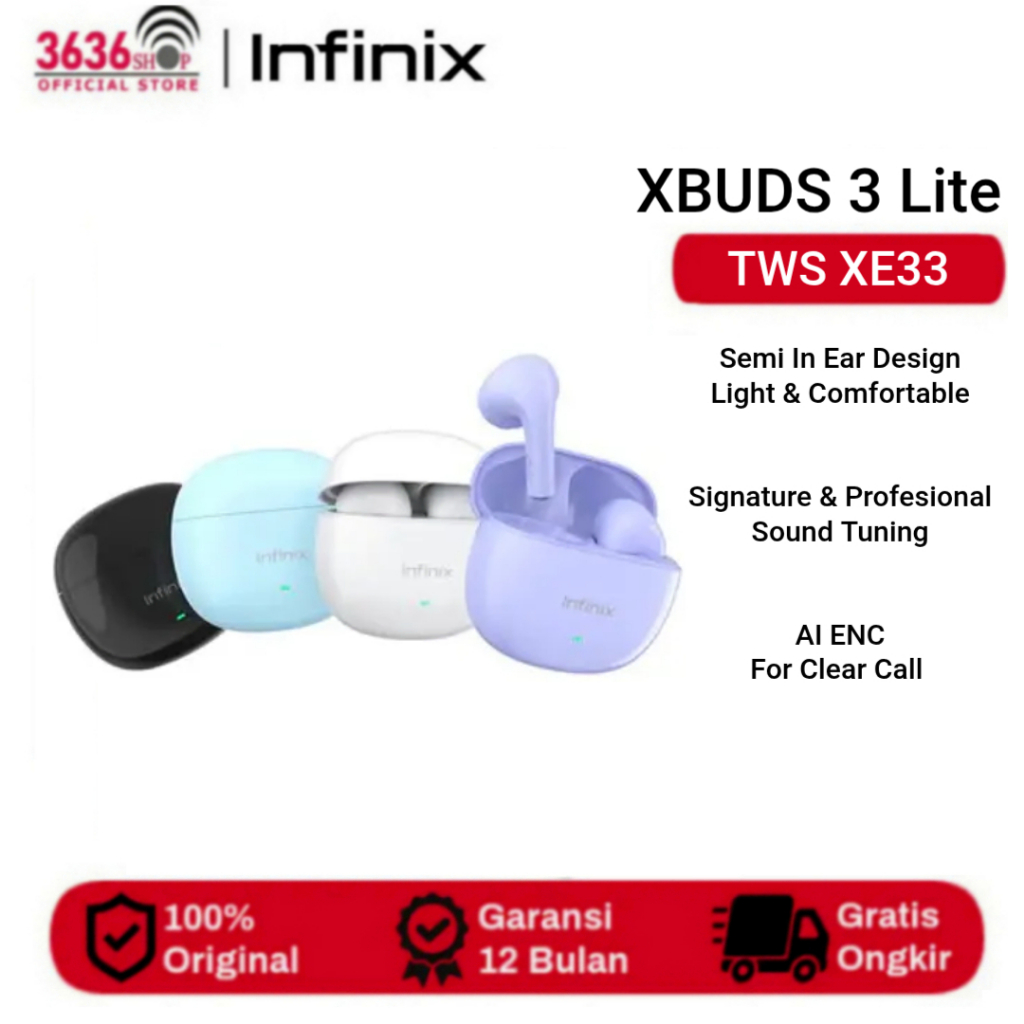 Jual Infinix TWS XE33 - Xbuds 3 Lite - True Wireless Stereo - AI ENC ...