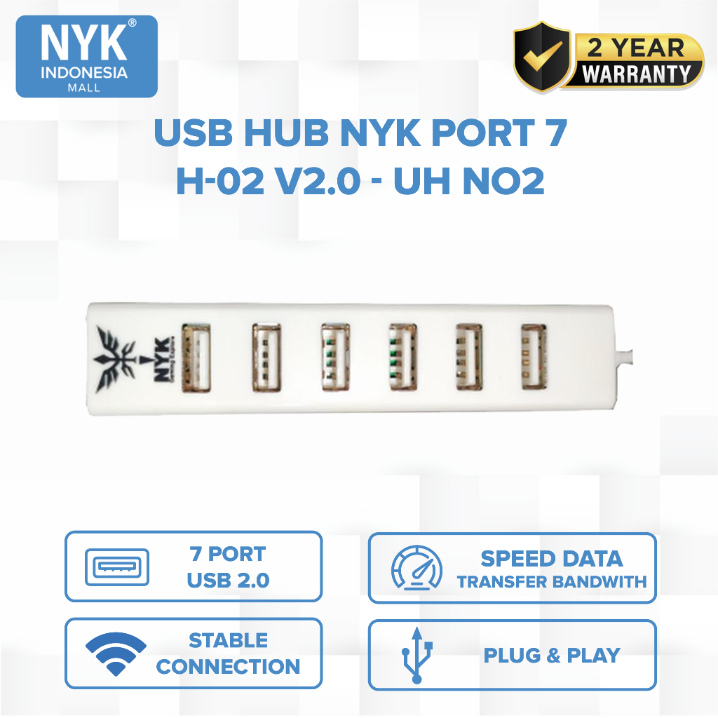 NYK USB HUB H-02 Port 7 v2.0 COD HUB bergaransi Docking Station Data transfer Mobile phone macbook android iphone ipad tab MHL (2)