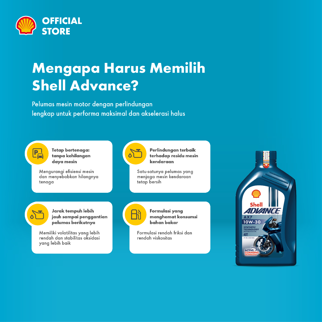 Jual Oli Motor Shell Advance AX7 4T 10W-30 (1L) -Synthetic Pelumas ...