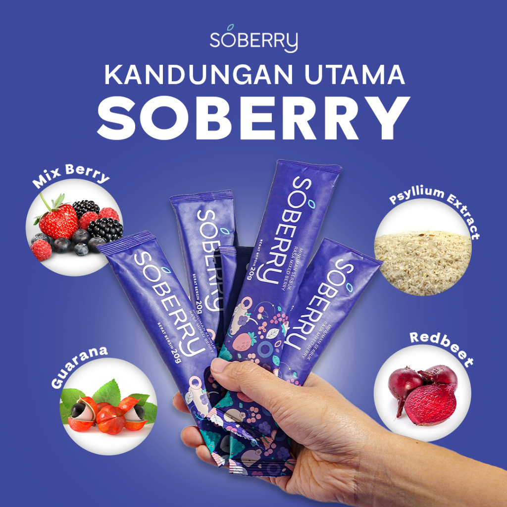 Jual SOBERRY Superfiber Drink | 15 Sachet x 20gr | 20g Serat/Sajian ...