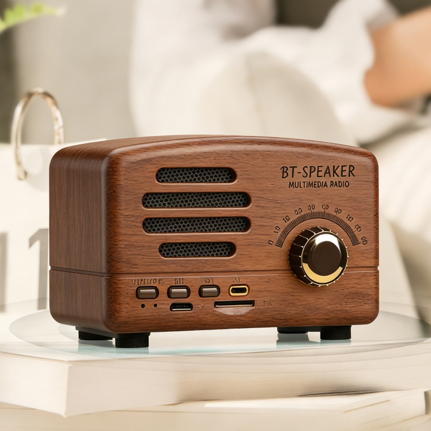Jual Wood Retro Bluetooth FM Radio - Portable Speaker Retro FM Radio ...