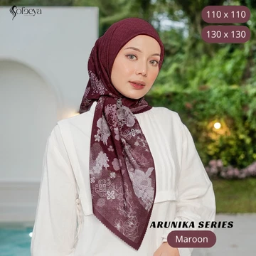SOFEEYA - ARUNIKA SERIES Kerudung Segi Empat Motif Voal Ultrafine, Hijab Printing 110 x 110