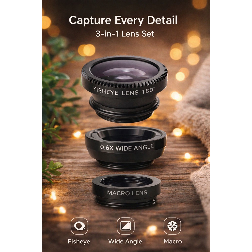 Jual Lensa Kamera HP 3in1 – Fisheye 180° | Wide 0.6X | Macro | Shopee ...