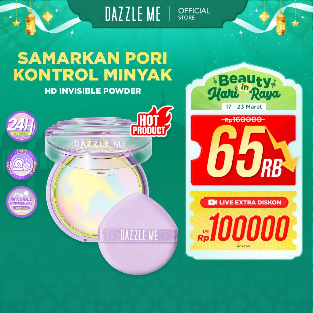 Pratinjau DAZZLE ME Better Than Filter HD Invisible Powder Loose Powder Oil Control Setting Balm Bedak Tabur Tahan Lama