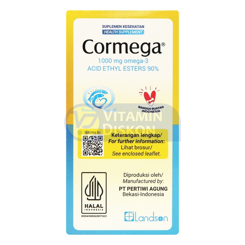 Jual CORMEGA 1000 MG OMEGA 3 30 KAPSUL LUNAK | SUPLEMEN OMEGA 3, MINYAK ...