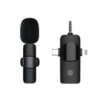 Mic Clip On Microphone Wireless Portabel Type C Lightning Android Iphone Konektor Wireless
