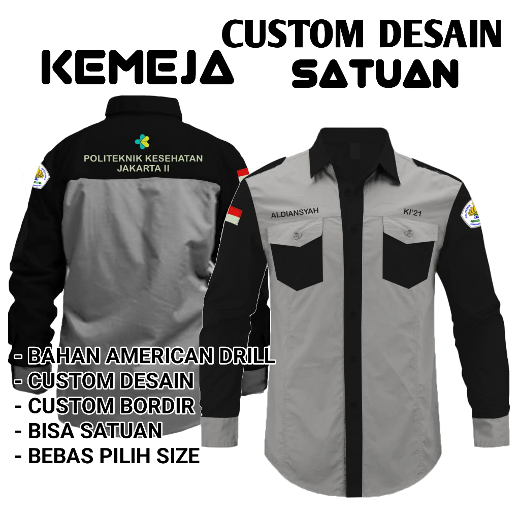Jual Kemeja Custom Bordir Satuan Custom Desain Seragam Kerja PDH PDL ...
