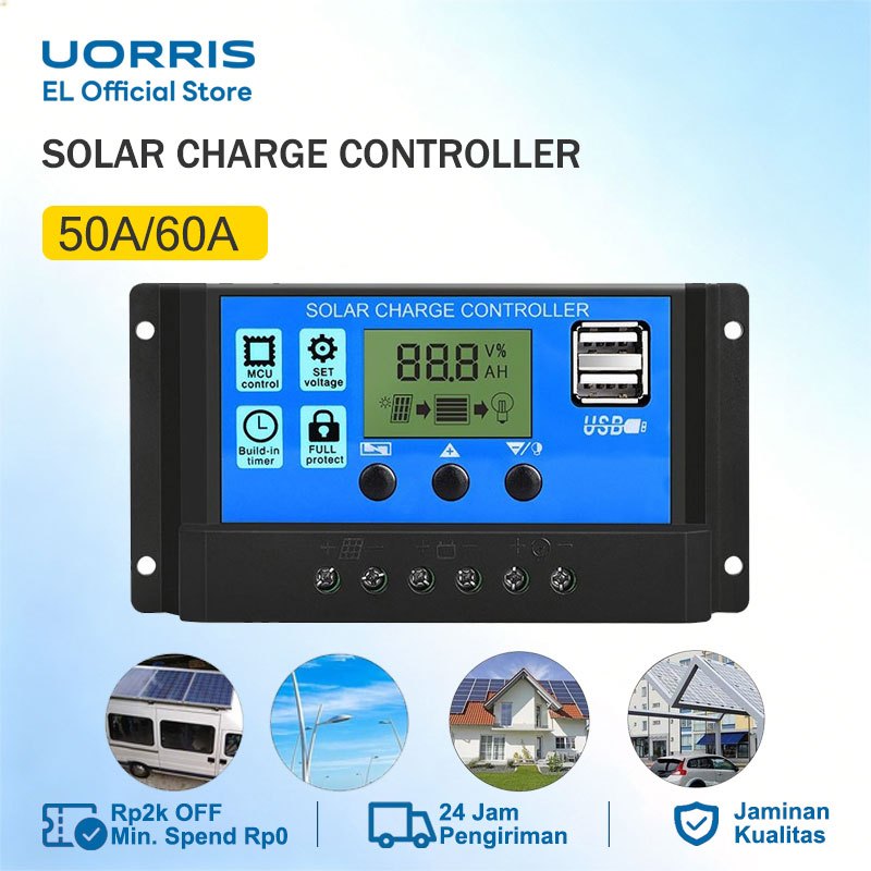 Jual Solar Charge Controller LCD LED Display Solar Cell PWM 12V 30A 50A ...