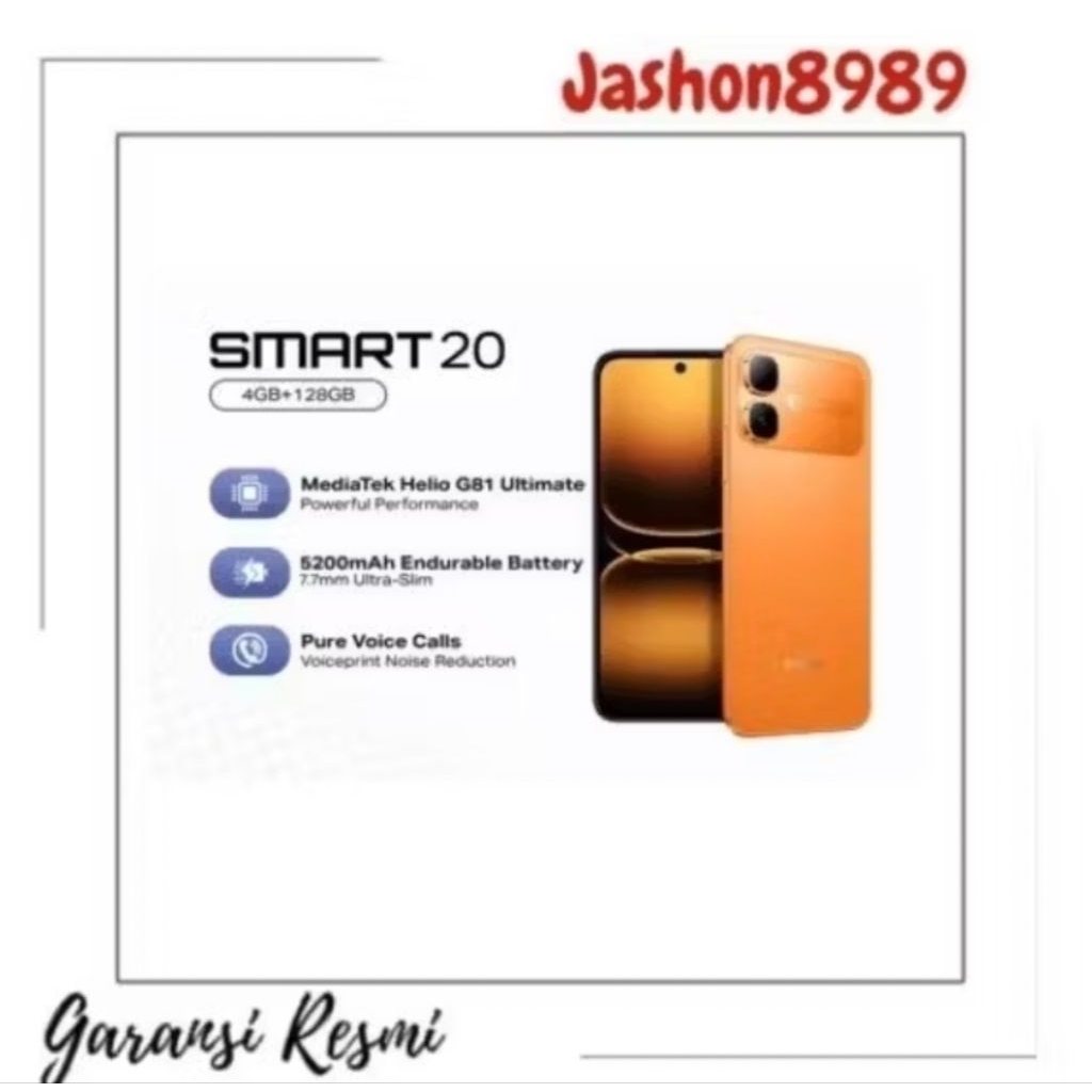 INFINIX SMART 20 RAM 4/128 GARANSI RESMI INFINIX