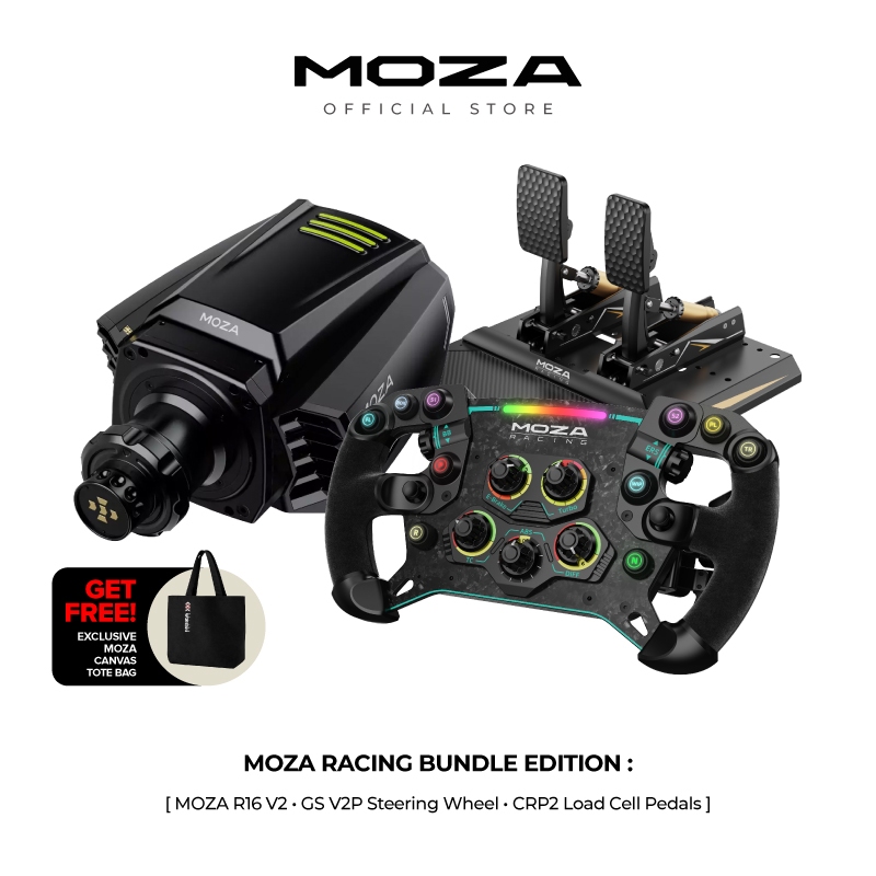 Jual MOZA Racing R16 V2 DD Wheel Base with GS V2P Steering Wheel & CRP2 ...