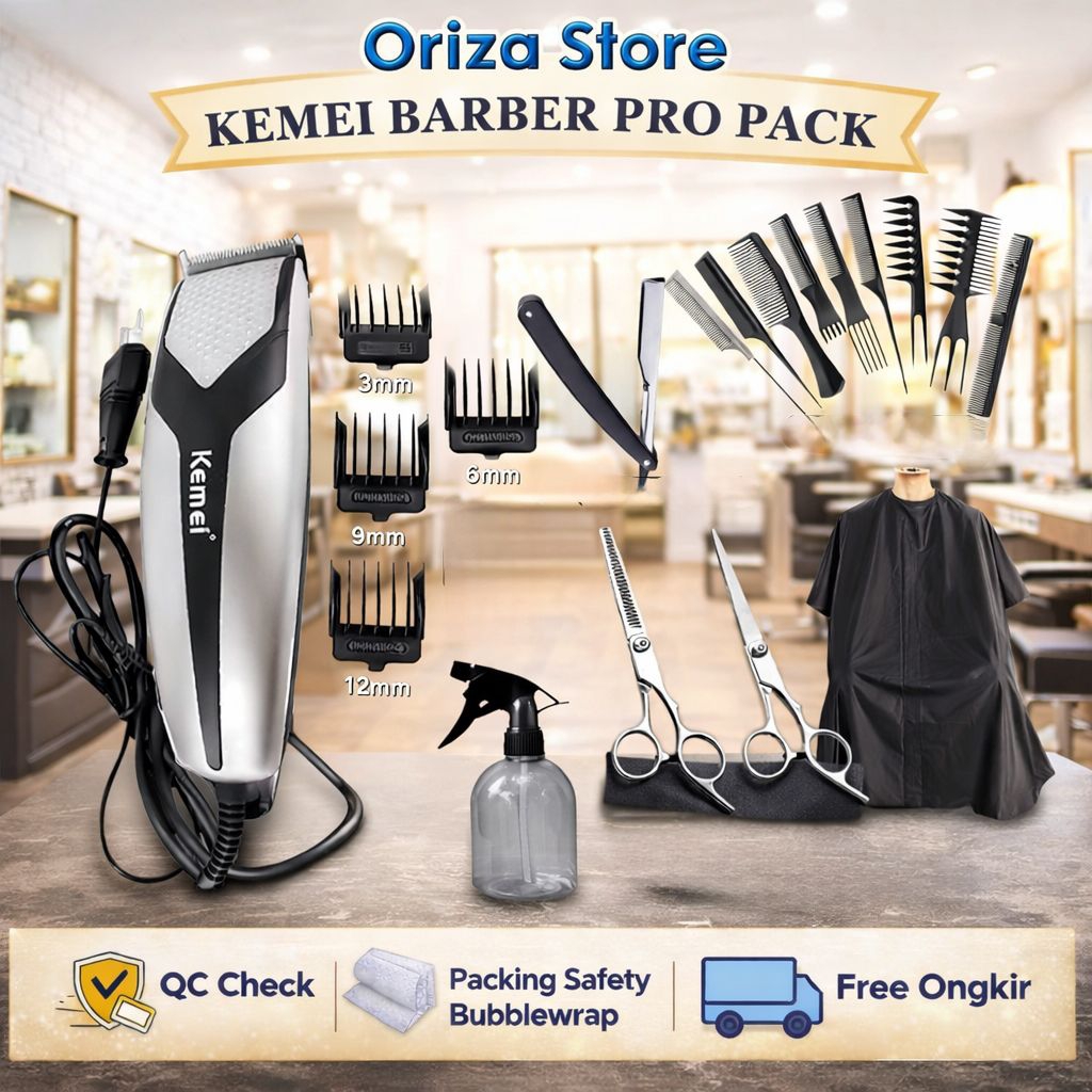 Jual Alat Mesin Cukur Rambut Listrik Kemei Barbershop Set Pangkas ...