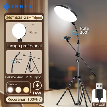 Rotasi 360° INBEX IPL16 Ringlight Lampu Bulat 3in1 Tripod Kamera Holder HP Stand Lighting