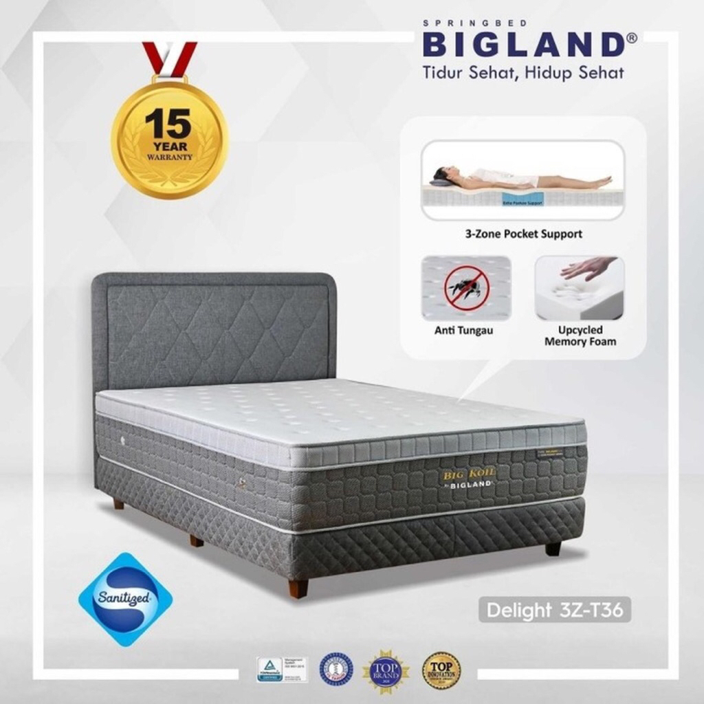 Jual Bigland kasur springbed matras bigkoil delight 36cm 3-zone pocket ...