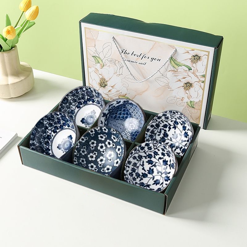 Ideame  Hampers Mangkok Set Premium Bowl Set Mangkok Motif / Set Mangkok Keramik Hampers Souvenir Wedding / Mangkok Set Souvenir Pernikahan