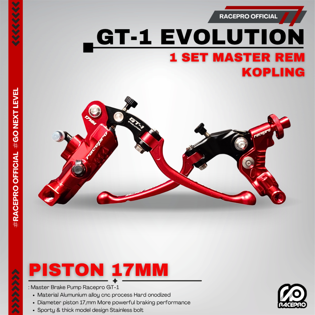 Jual RACEPRO GT-1 EVOLUTION 1 Set Master Rem Radial 17mm Cnc Master Rem ...