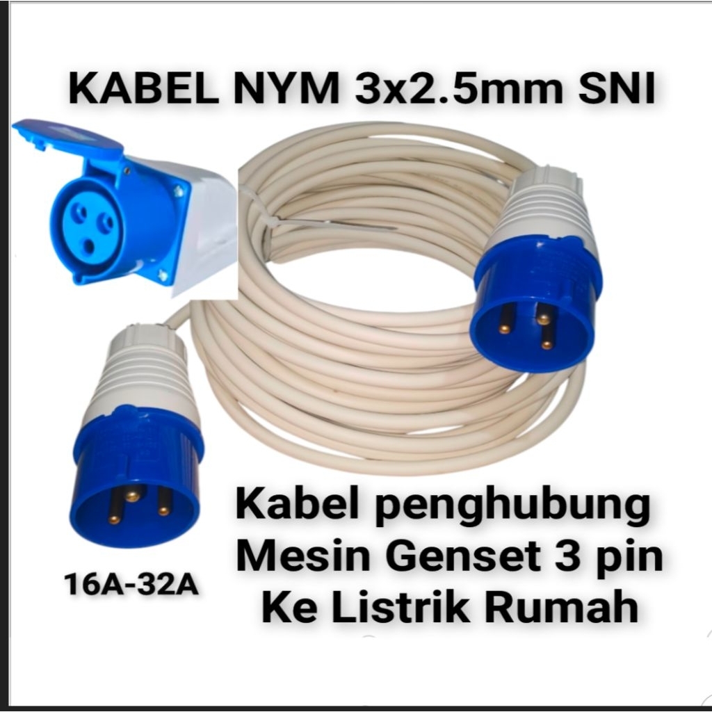 Jual Kabel Penghubung Genset ke listrik rumah male to male 16A/32A 220V ...