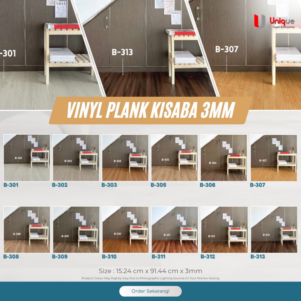 Jual Karpet Vinyl Lantai Kayu / Vinyl Plank Kisaba 3mm / Lantai Vinyl ...
