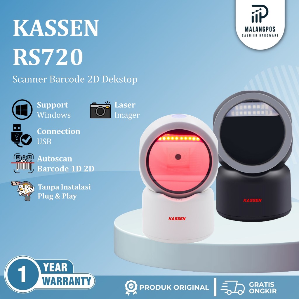 Jual Scanner Barcode 2D Kassen RS720 USB RS-720 RS 720 Scanner Barcode ...