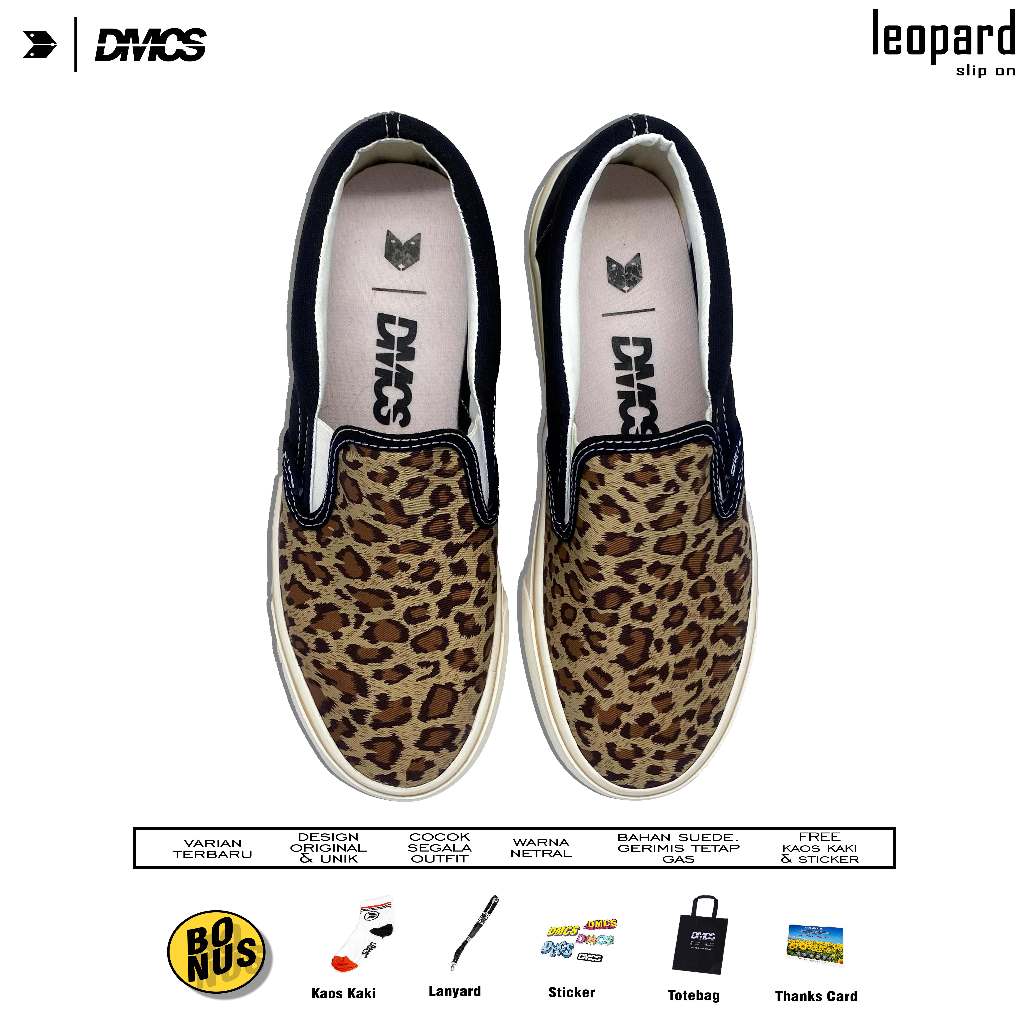 Jual Sepatu DMCS - Slip on Leopard Hitam Putih | Shopee Indonesia