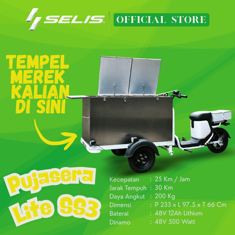 SELIS - Gerobak Listrik Pujasera Lite Stainless Steel  ( Gerobak Sepeda Listrik / Gerobak Kopi / Gerobak Sepeda / Gerobak Listrik / Gerobak Keliling / Gerobak Sepeda Kopi  / Gerobak UMKM )