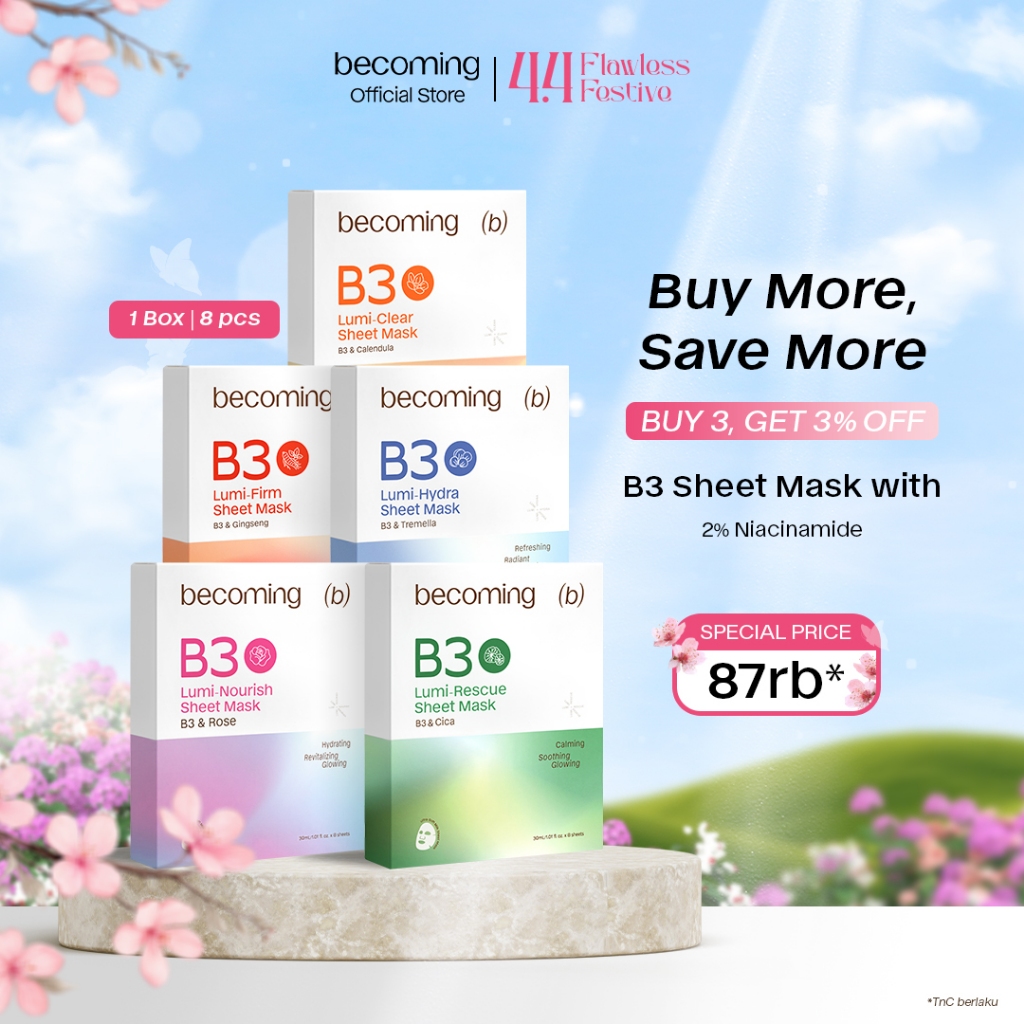 Jual [1 BOX LEBIH MURAH 90 RIBU] becoming B3 Sheet Mask 30ml 2% ...