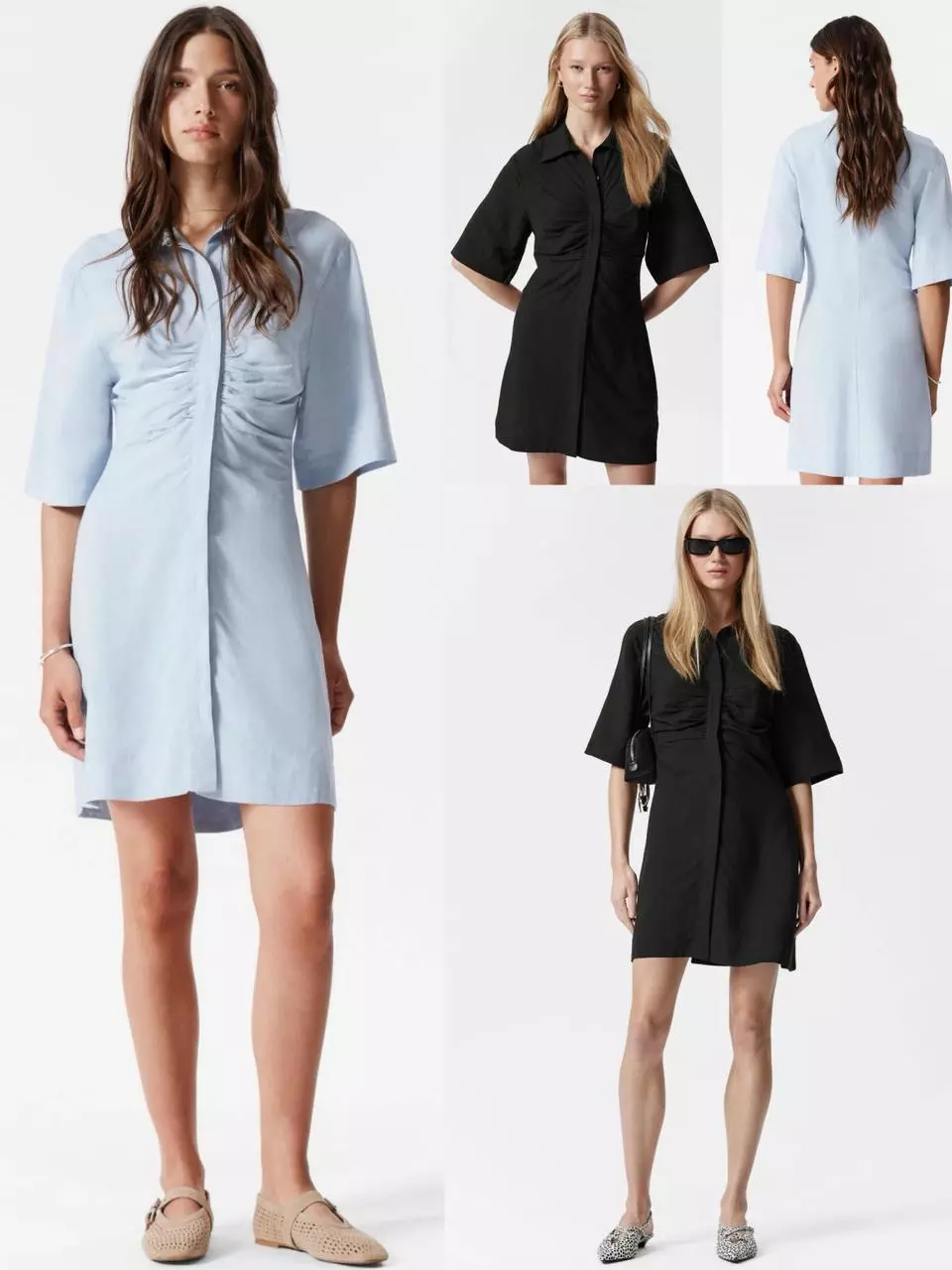 Shirt Dress Mini Wanita Dengan Detail Kerutan Cantik  Women's Shirt Mini Dress - OS-2165
