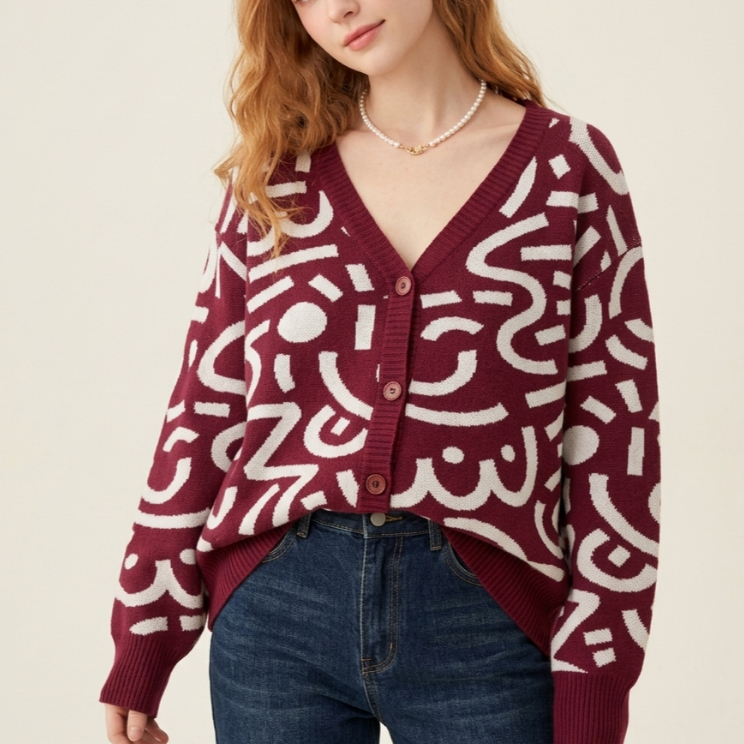 Jual Popwave Knit Cardigan – Outer Rajut Abstrak Kekinian Oversize ...