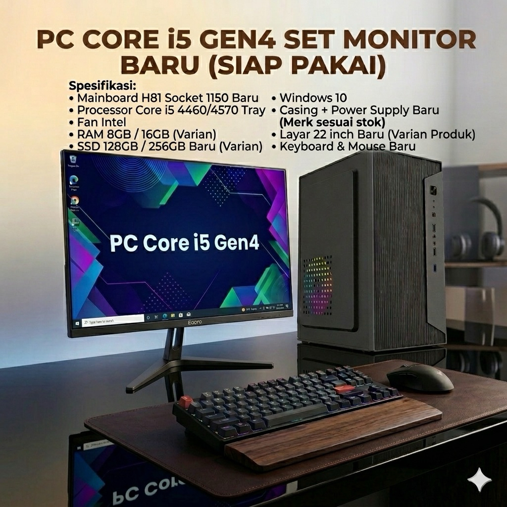 Jual PC Rakitan Core i5 Gen4 Lengkap Monitor 22 inch Baru (Siap Pakai ...