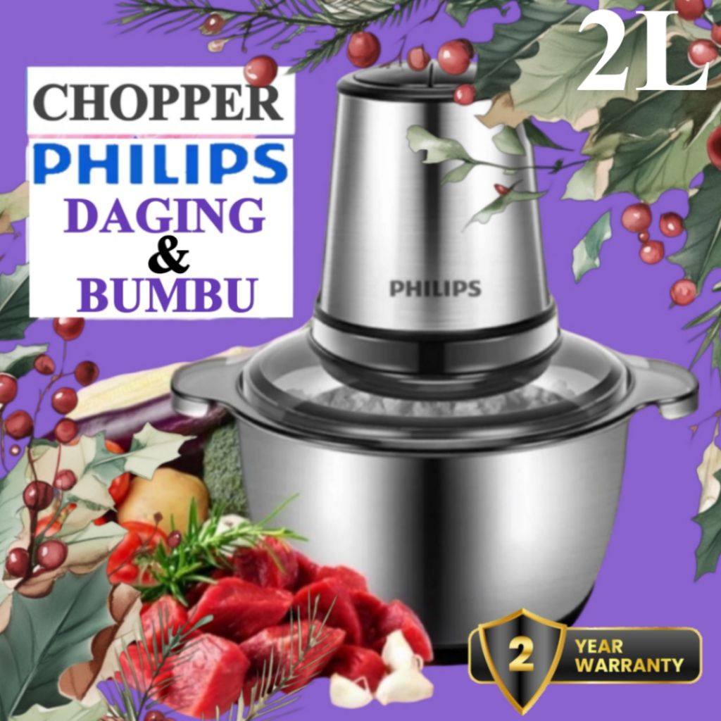 Jual Philips Chopper Giling Daging & Bumbu Multifungsi 2L Stainless ...