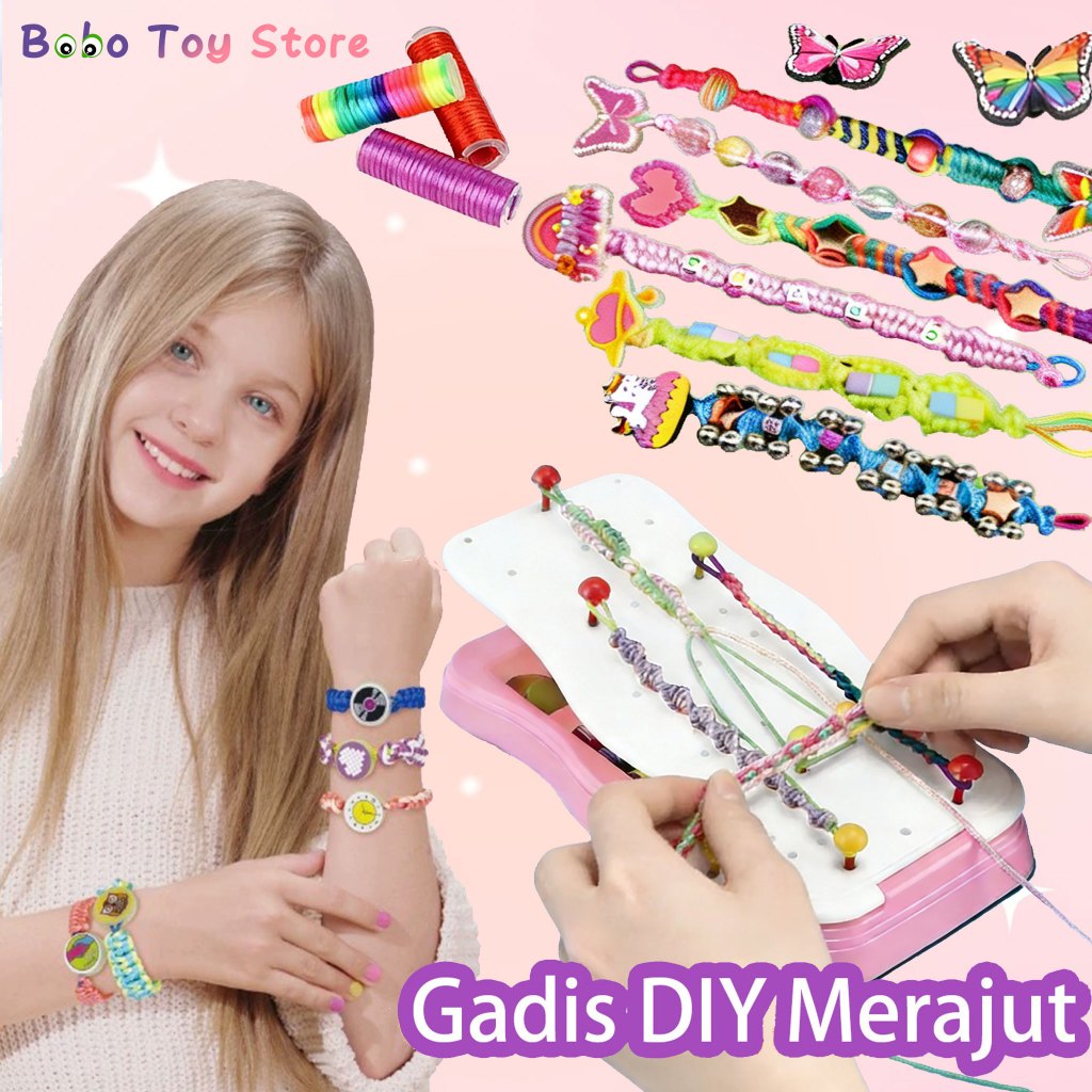 BOBO DIY Gelang Anak 190Pcs Beads Set Anyaman Merajut Gelang Persahabatan Braiding Bracelet Kerajinan Tangan Tali Handmade Mainan Kreatif Edukatif
