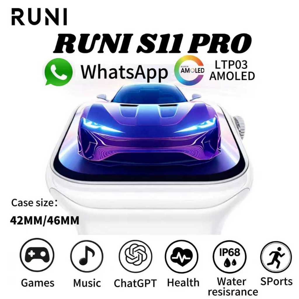 Jual RUNI S11pro Smartwatch for iPhone Android iOS Support WhatsApp ...