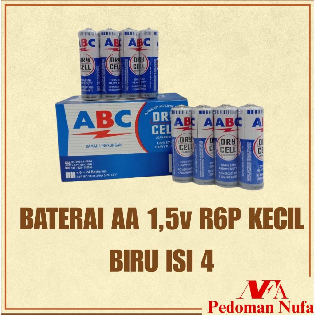 Jual BATERAI AA ABC 1.5 V R6P KECIL BIRU/SET ISI 4 pcs | Shopee Indonesia
