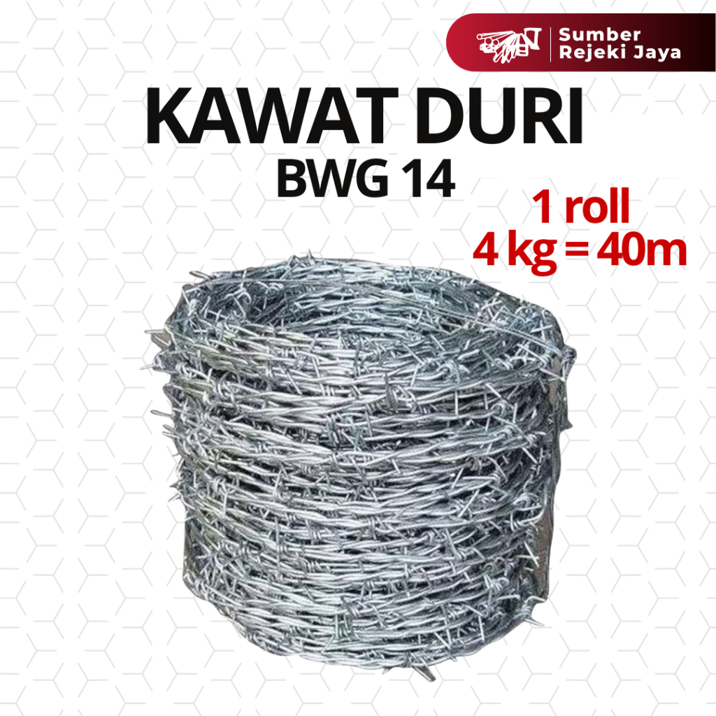 Kawat Duri Galvanis BWG 14 (2.1mm) - 40m 4kg - Ready Stock - Instan SIDOARJO
