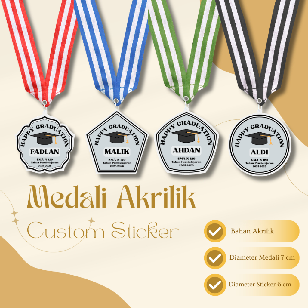 Jual Medali Akrilik Custom Sticker Hadiah Souvenir Lomba Penghargaan ...