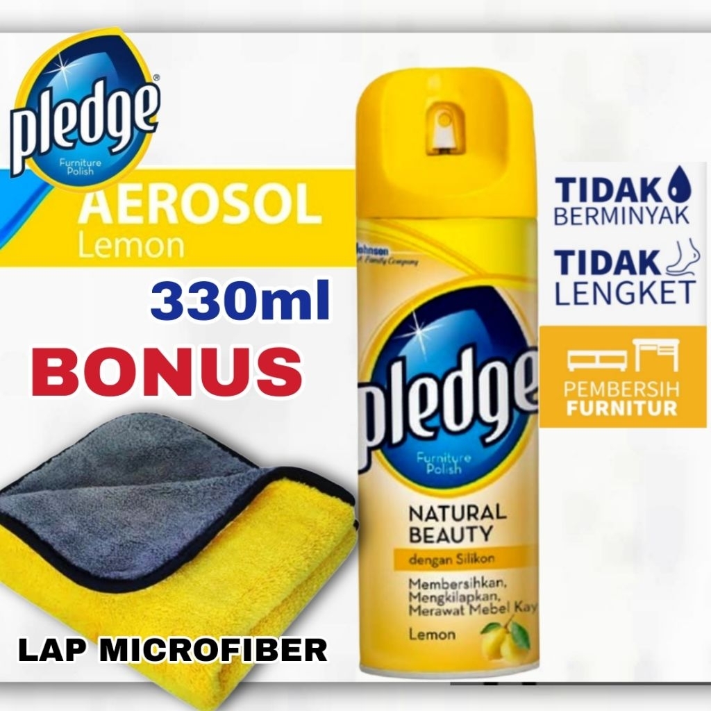 Jual Pledge Aerosol Lemon Spray 330ml + Kain Lap Microfiber Halus ...