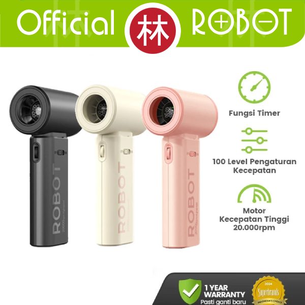Robot RT-HF03 Mini Fan 3600 mAh Highspeed Kipas Mini 20000 rpm with 100 Gears Display Remaining Time