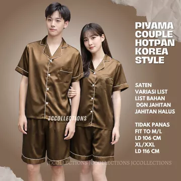 Piyama Hotpan Satin COUPLE JCCollections Baju Tidur Piyama Couple