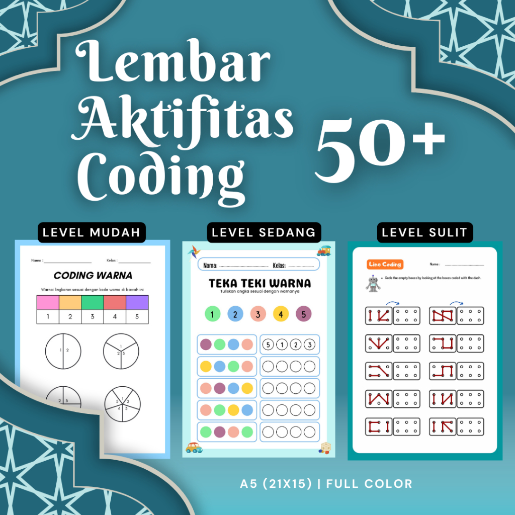 Jual 50+ Lembar Kertas Aktifitas Coding Anak 3-10 Tahun Worksheet ...