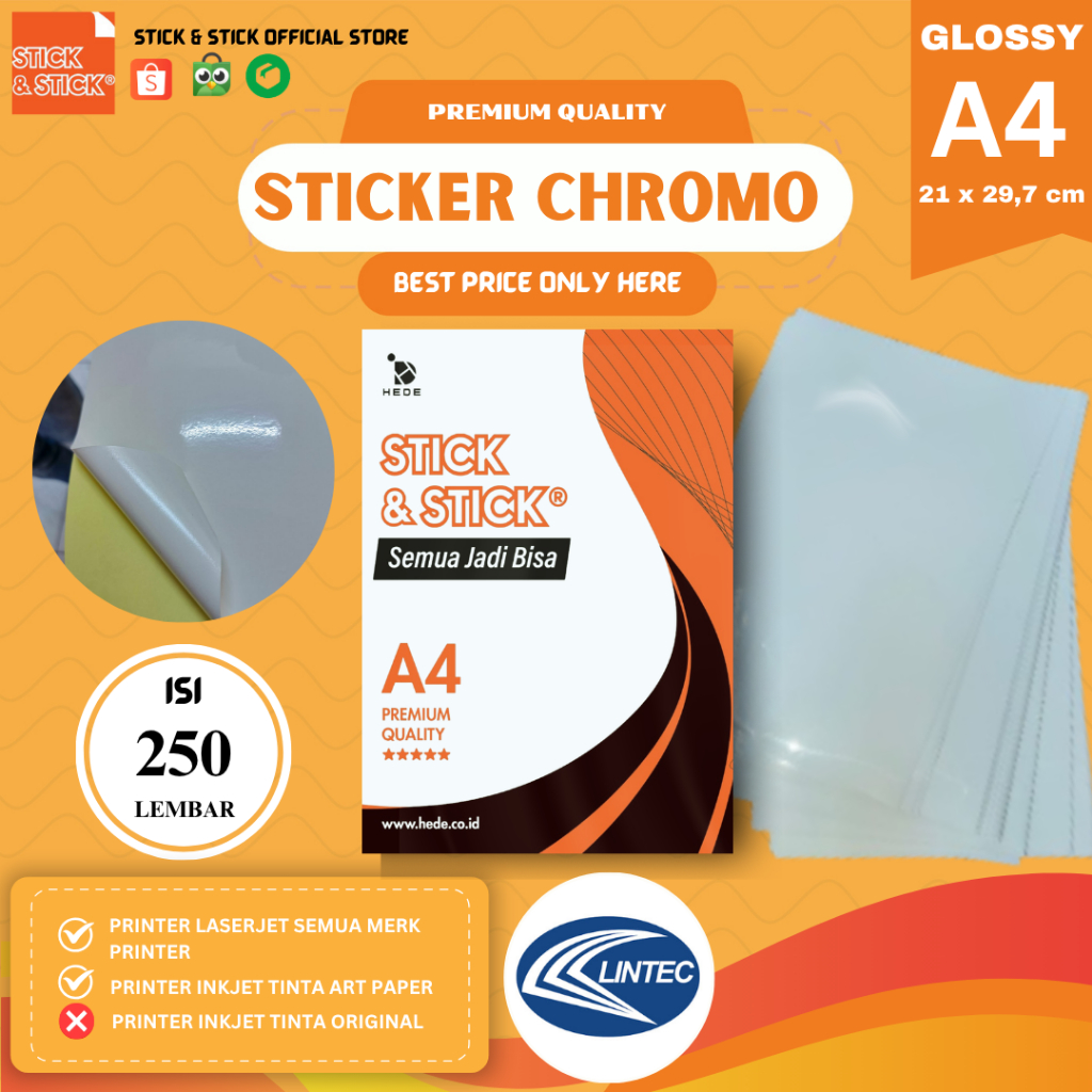 Jual F4 FOLIO STICKER CHROMO GLOSSY ISI 250 LBR / Label Produk, Stiker ...