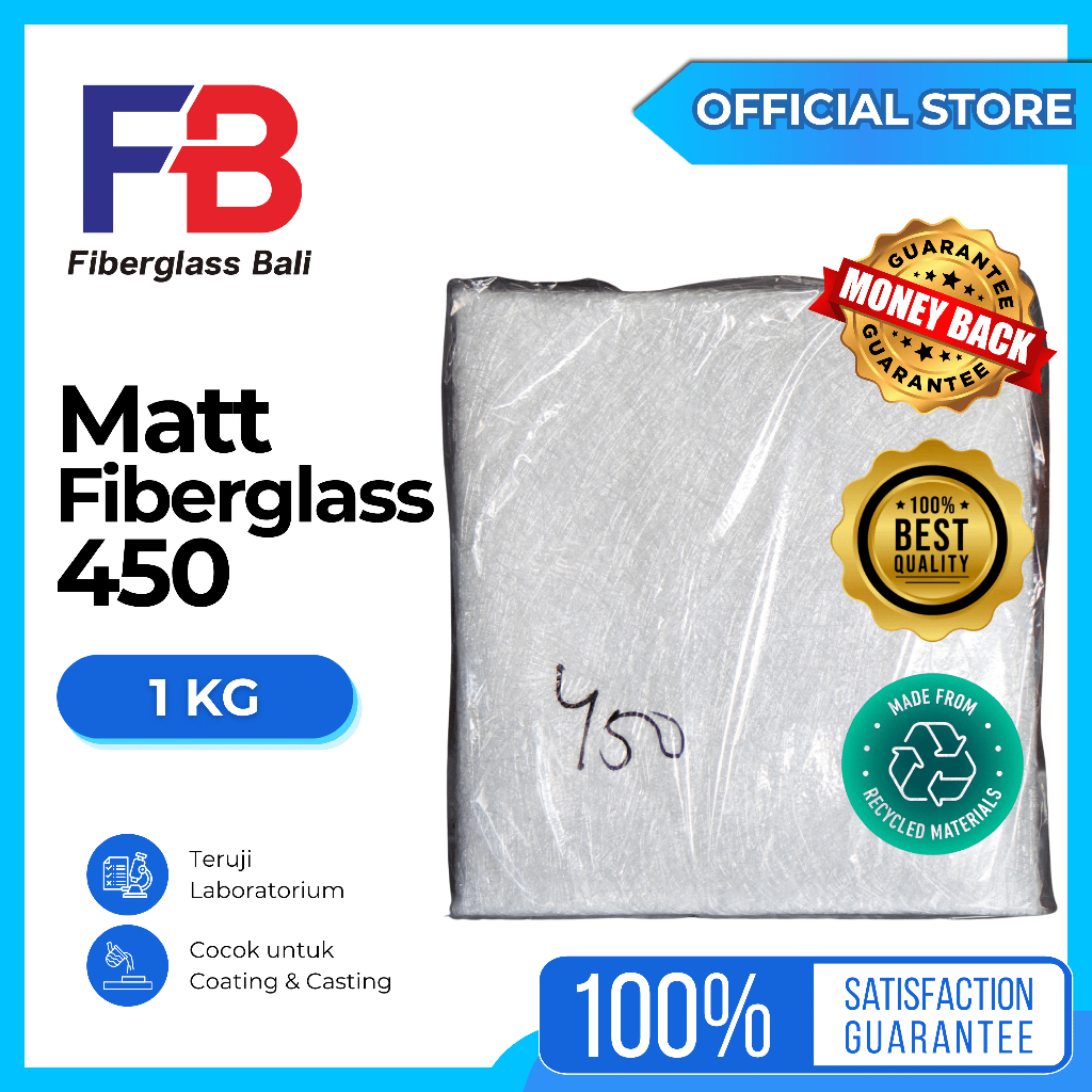 Jual Matt Fiberglass 450 1 KG/ Met Fiber/ Serat Fiber / Kain Mat Resin ...