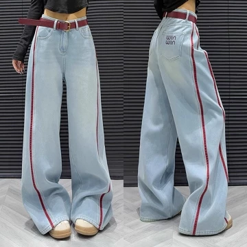 Real Pict Retro Celana Baggy Wanita Celana Highwaist Kulot Jeans Korean Style Celana Gombrong