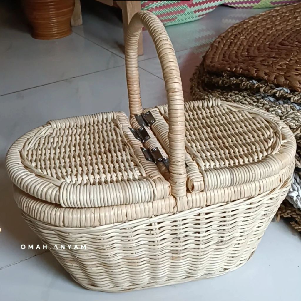 Jual keranjang piknik rotan | keranjang piknik oval rotan | picnic ...