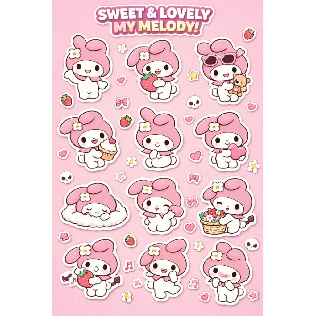 Jual Sticker My Melody Premium Cute Aesthetic Waterproof Vinyl ...