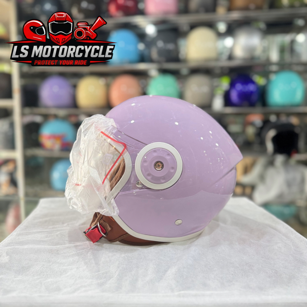 Jual Helm R-SIX Verona Retro - Lilac Kaca Bening Clear Helm Hijab Bogo ...