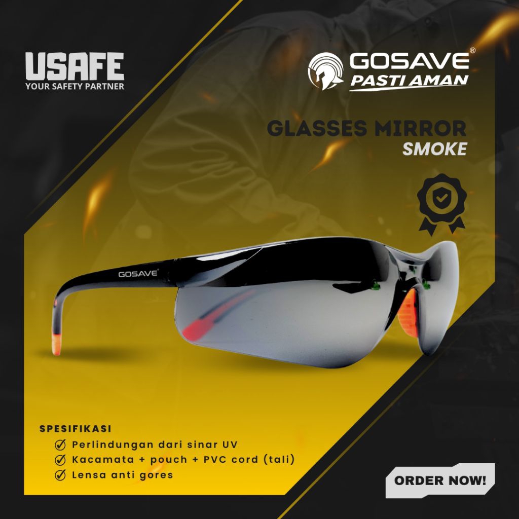 Jual Kacamata Safety Mirror Smoke GOSAVE | Shopee Indonesia