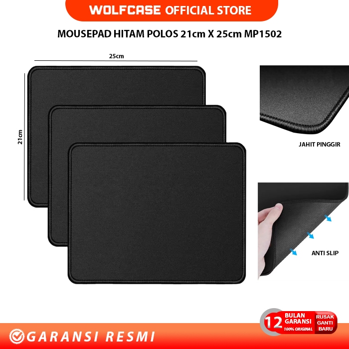 Jual WOLFCASE MP1502 Mousepad Polos Jahit Pinggir Anti Slip Ukuran ...