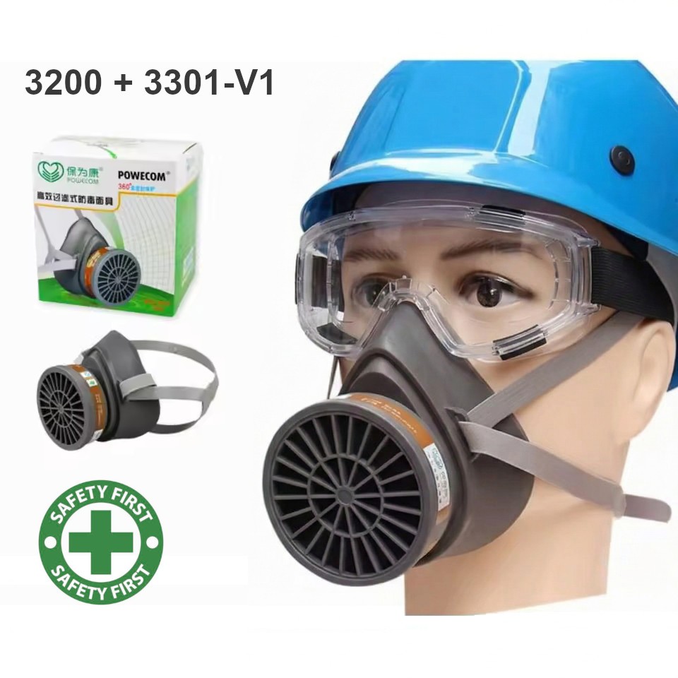 Jual Masker Gas 3200 + 3301 3301CN Safety Half Mask Respirator ...