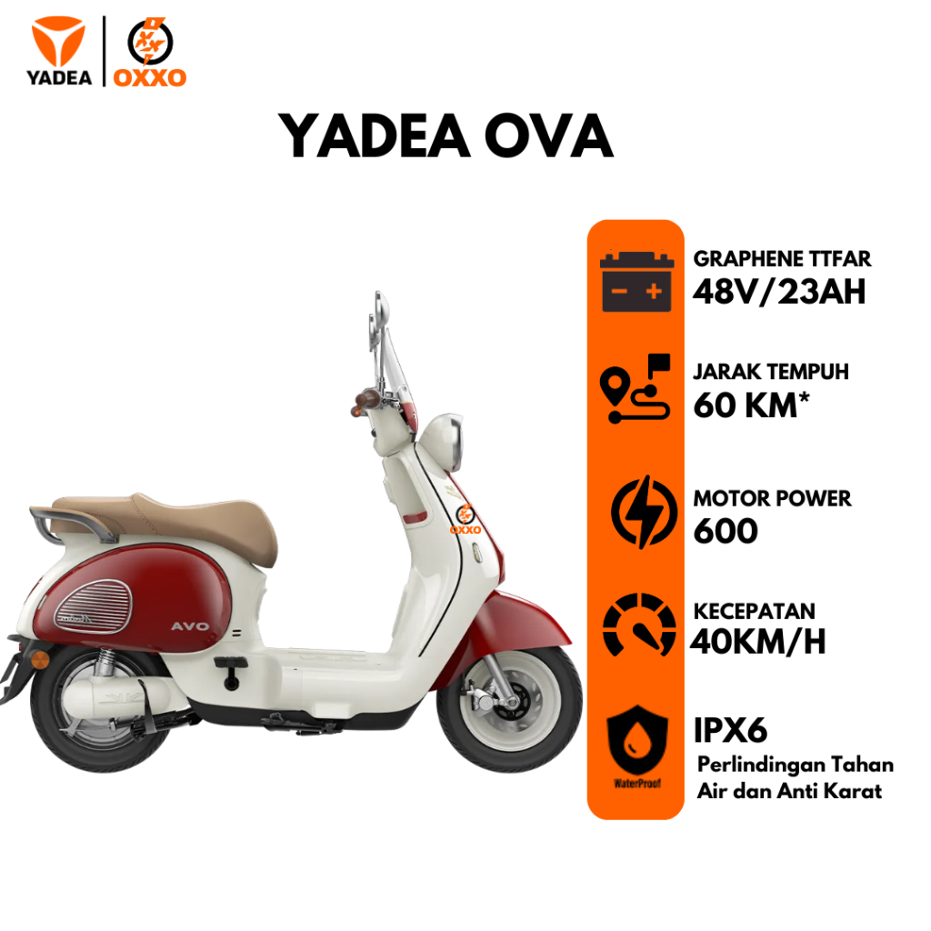 (OFFICIAL) YADEA OVA SEPEDA LISTRIK WATERPROOF GARANSI RESMI