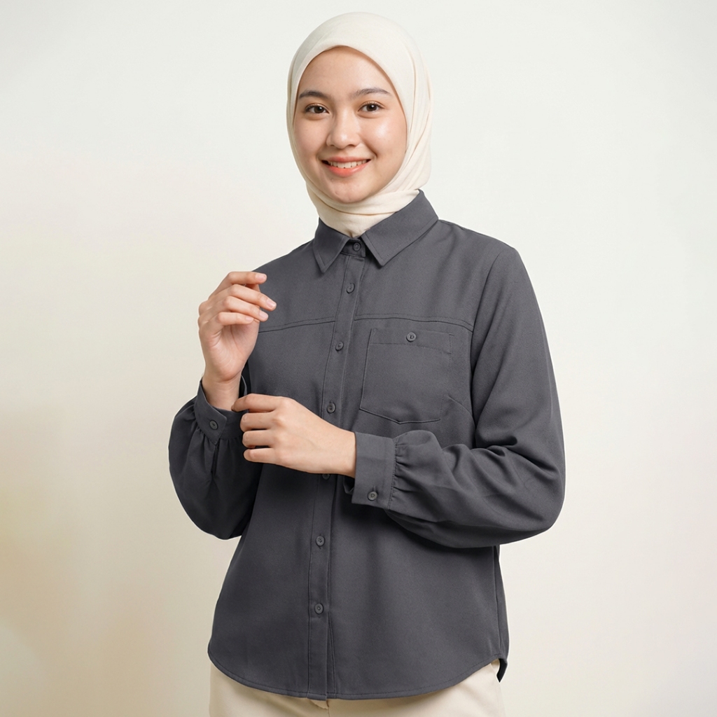 Jual Kemeja Nevira Wanita Bahan Cotton – Adem & Nyaman, Hijab Friendly ...
